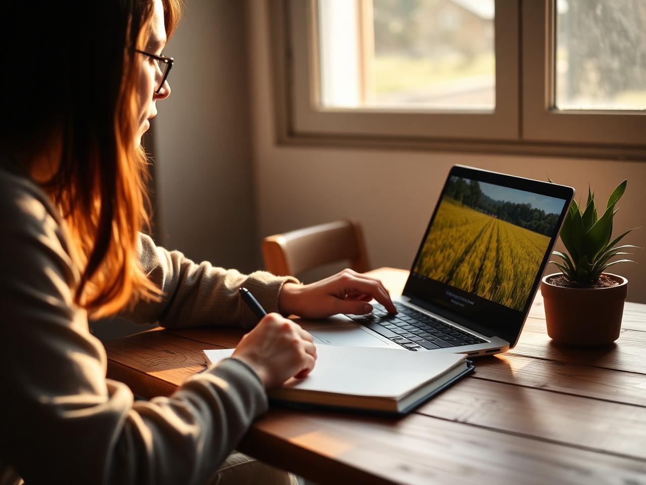 Formanda a estudar e-Learning num portátil
